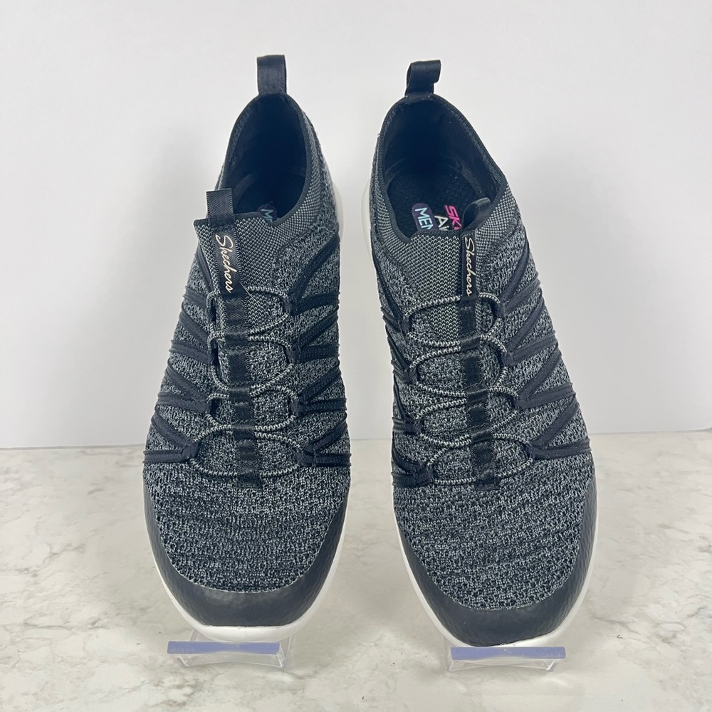 Skechers Arya Charcoal and Black Slip On Athletic Shoes